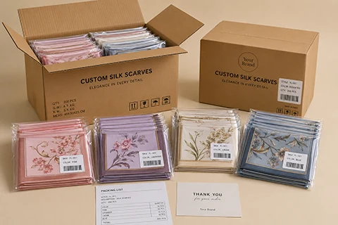 ecommerce and wholesale packing for silk scarves – 1 Retail and wholesale packaging for museum scarves