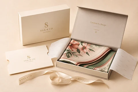 gift boxes and paper packaging for silk scarves – 1 Gift boxes and paper packaging for museum scarf collections