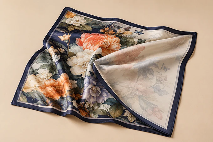 Single-sided digital printing on a custom silk scarf