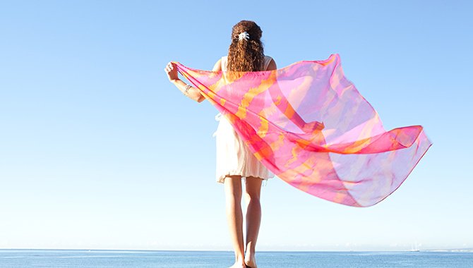 Multi-sized sarong scarf formats for beach and resortwear collections