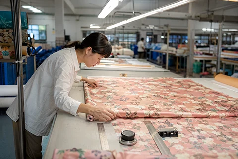 Carina Silk fabric and print inspection for a custom kimono order