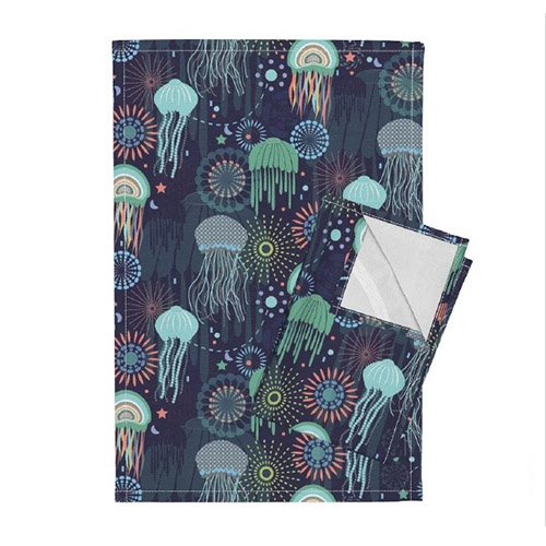 Printed cotton tea towels for custom kitchen textile collections