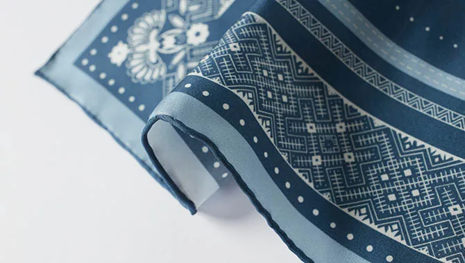Custom silk bandana styled as a fashion accessory