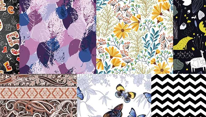 Printed silk fabric pattern types for artwork development