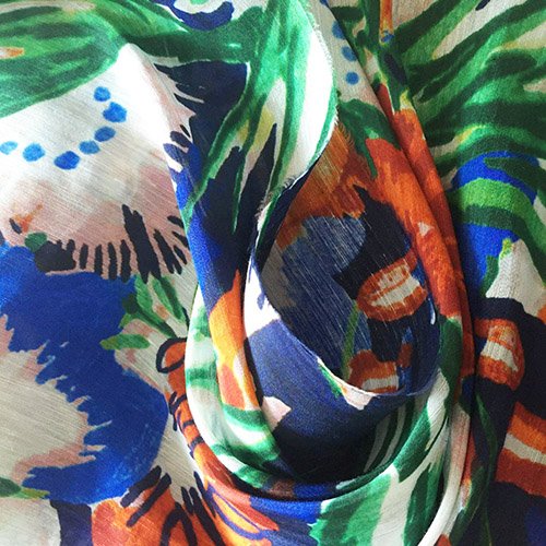 Printed silk viscose blend fabric for custom applications