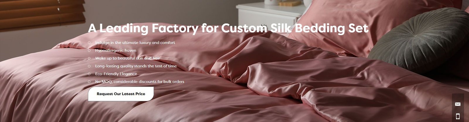 Silk bedding set with a duvet cover and matching pillowcases