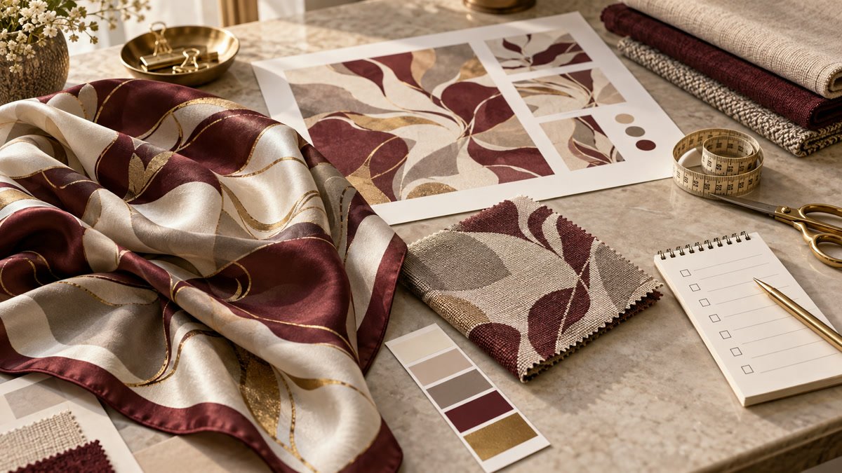 Custom fabric pattern artwork, swatches and sample approval