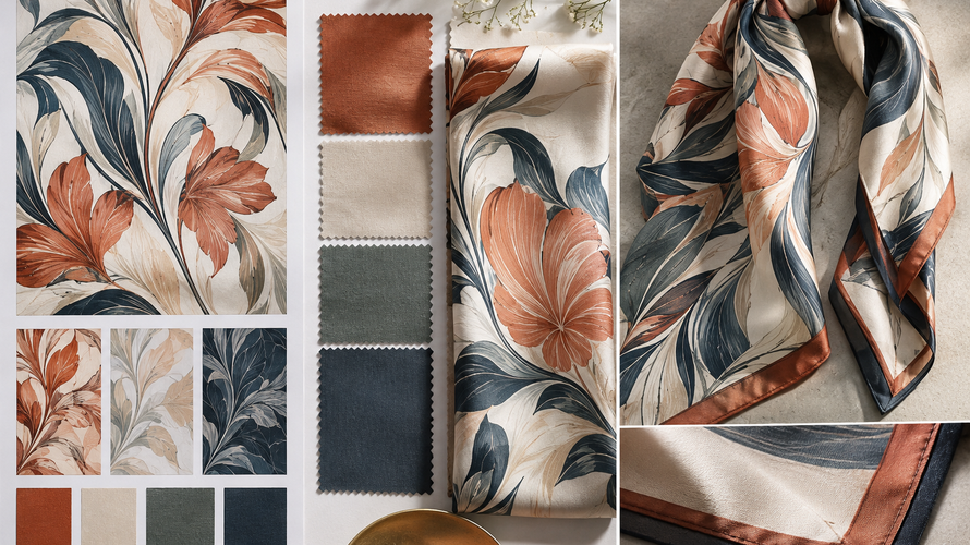 custom taffeta development Custom taffeta scarf and fashion panel development with swatches and finished hem