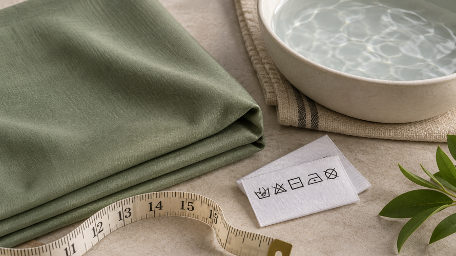 Rayon woven, knitted, blended and printed fabric swatches compared for dimensional stability