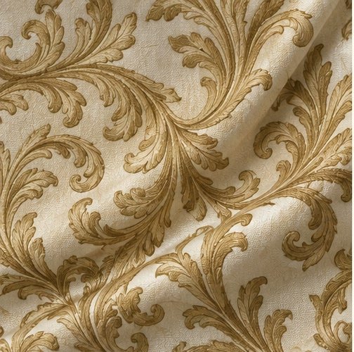 Baroque fabric pattern swatch with scrolling ornamental forms