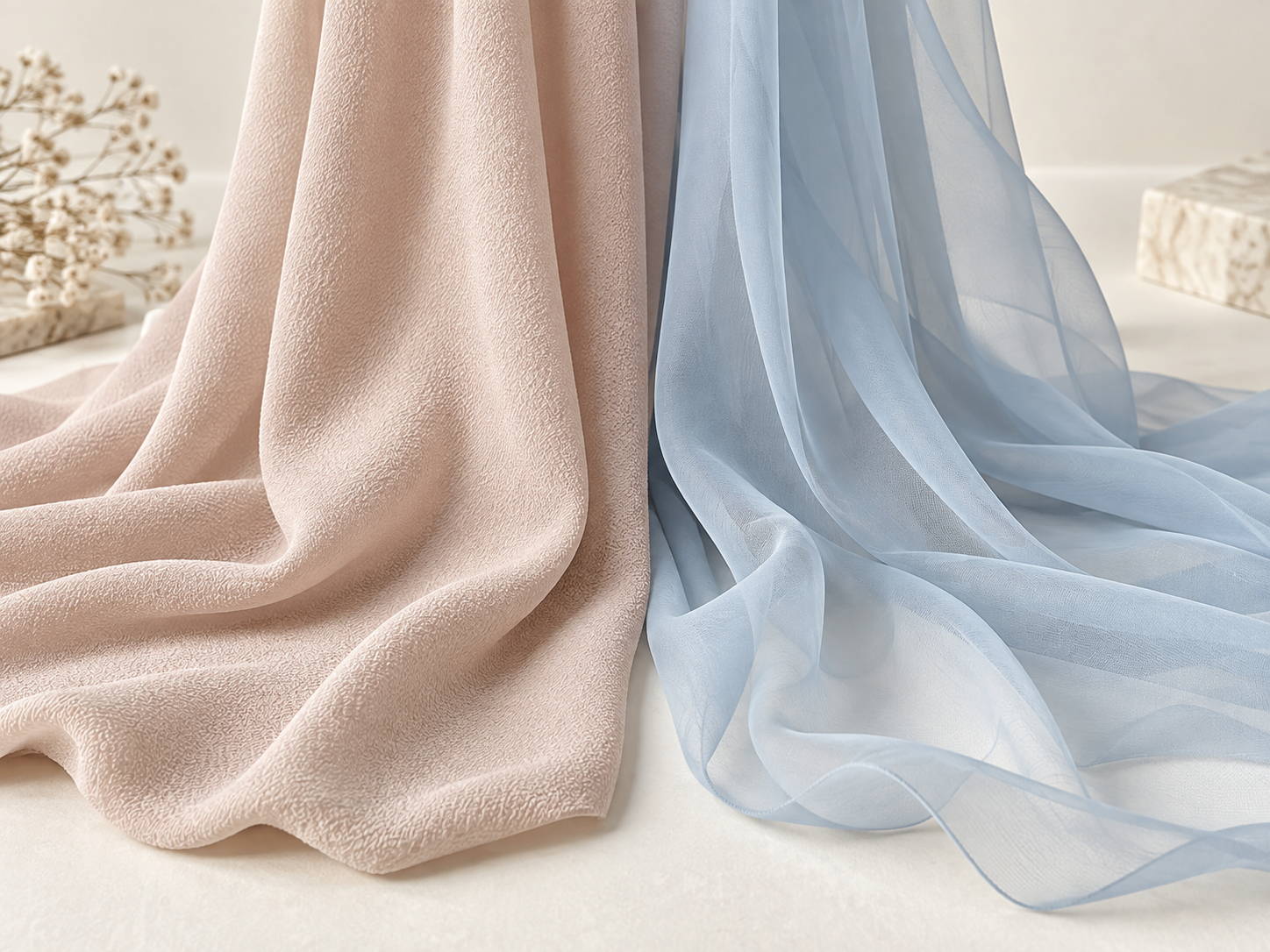 georgette vs chiffon Georgette and chiffon fabrics compared for texture, opacity and movement