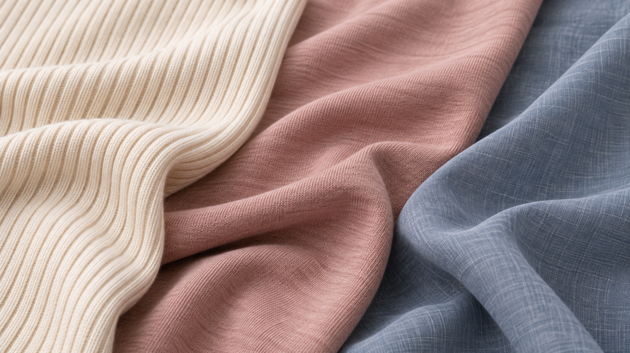 modal fabric constructions Modal rib knit, jersey and lightweight woven fabric swatches