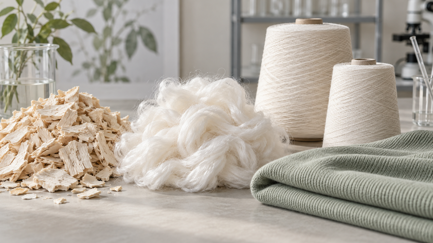 modal fibre yarn Cellulose source, modal fibres, yarn cones and finished knit fabric