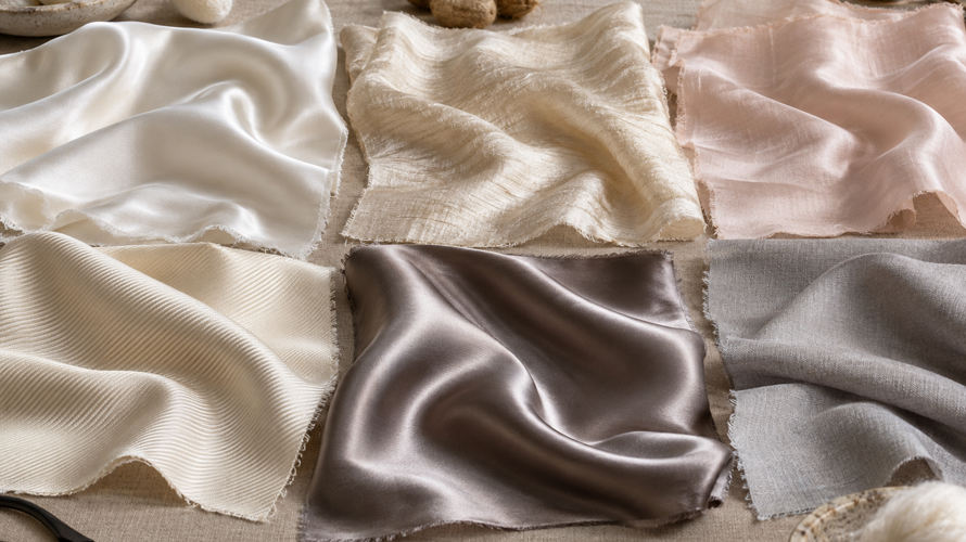 mulberry silk vs silk types Mulberry, tussar, eri, spun silk, silk satin and silk twill swatches compared by filament and surface