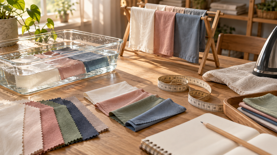 rayon care testing Rayon fabric swatches checked for wet handling, dimensional change and care response