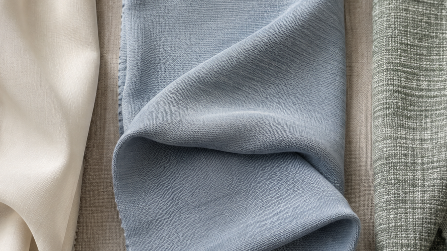 tencel fibre comparison Three regenerated-cellulose fabric swatches showing different hand, surface and construction directions