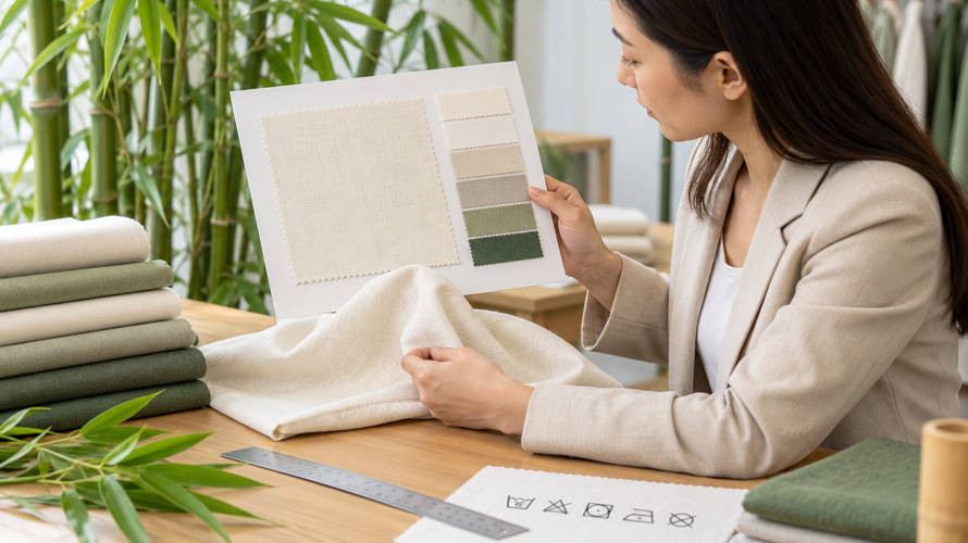Bamboo textile buyer checks with generic fibre wording, source claim, blend, construction, care and documentation