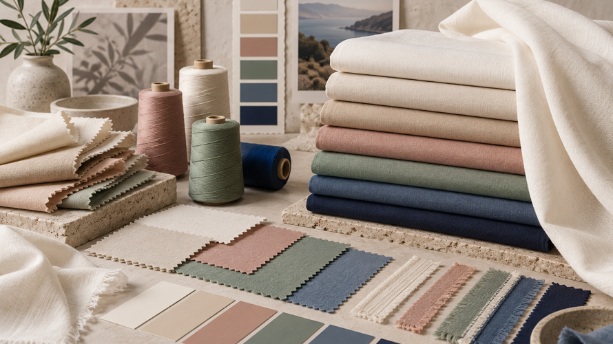 Custom cotton percale development with artwork, print strike-off, border layout, hem sample and care test