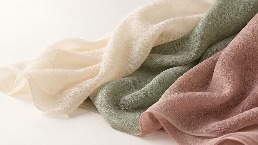 Folded georgette fabric showing a fine crepe surface and fluid drape