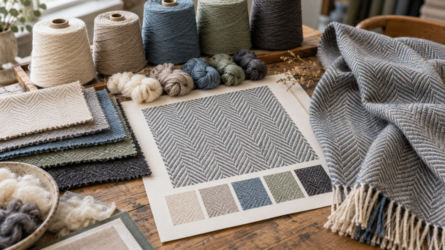 what is herringbone fabric development Custom herringbone textile development with yarn, repeat artwork, swatches and finished scarf panel