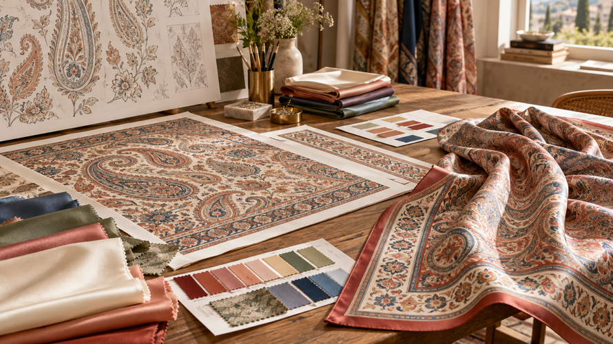 what is paisley development Custom paisley scarf development with artwork boards, silk swatches and finished printed scarf review