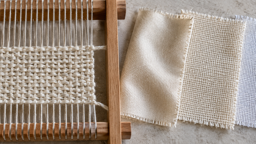 what is plain weave fabric process Plain weave fabric construction with warp and weft yarns crossing over and under on a small loom sample