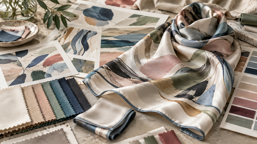 what is polyester satin fabric development Custom polyester satin scarf development with artwork, colour cards, swatches and finished hem