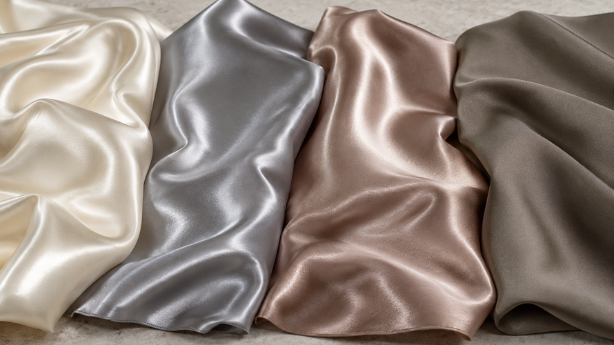 Satin fabric buyer checks with surface, snag, face reverse, weight and colour standards