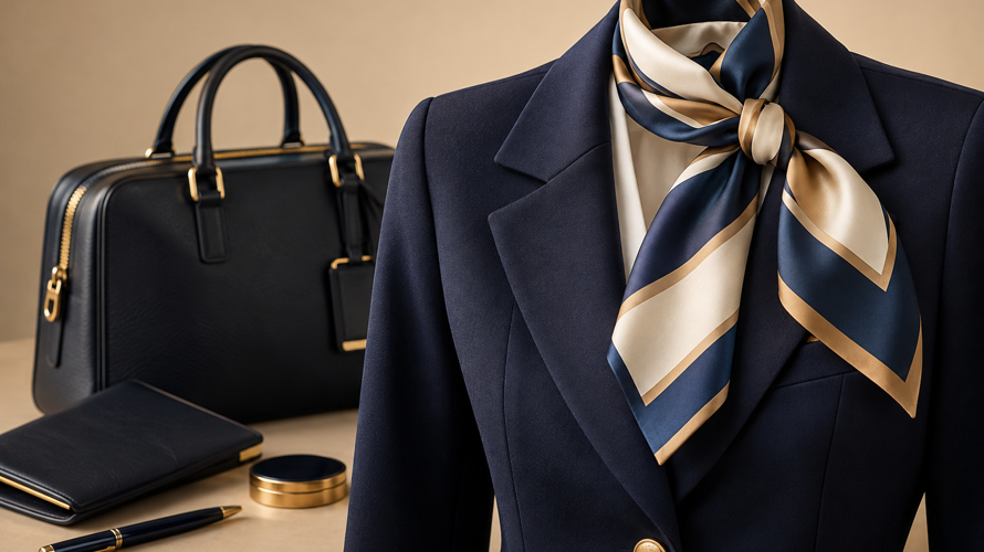 why do flight attendants wear scarves process Airline scarf development with brand colour cards, square scarf artwork, border layout, tie guide and finished samples